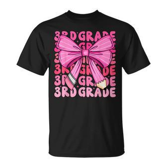 Cute 3Rd Grade Girls Coquette Bow Back To School Third Grade T-Shirt - Thegiftio UK
