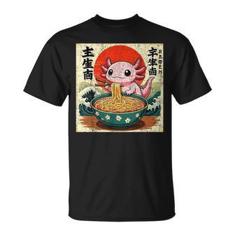 Cute Anime Axolotl Ramen Kawaii Kids Japanese Kanagawa T-Shirt - Monsterry