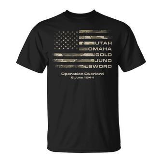 D-Day 82Nd Anniversary Normandy D-Day Beaches Usa Camo Flag T-Shirt - Thegiftio UK