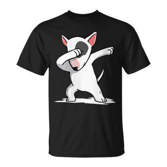Dabbing Bull Terrier Inglés Dab Dance Perro Cuello Camiseta unisex - Regaloses