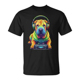 Diseño Colorido Chino Del Zoológico Del Perro Del Jugador Delideojuegohar-Pei Camiseta unisex - Regaloses