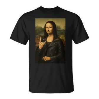Divertido Arte De Heavy Metal De La Banda De Rock De Mona Lisa Manga Larga Camiseta unisex - Regaloses