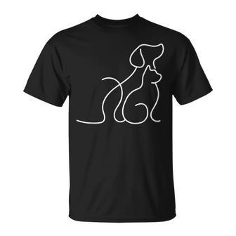 Dog Puppy And Baby Cat Heart Animal Dog & Cat Heart T-Shirt - Monsterry