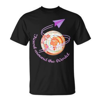Donna Concritta Travel The World Idea Regalo Periaggi Con Collo A Maglietta - Novitaregali