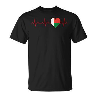 Drapeau Madagascar Heartbeat Ecgouvenir National Patriotique T-Shirt - Cadeauxyz