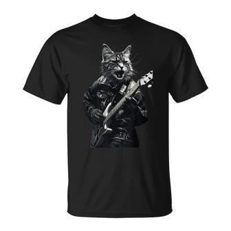 Drôle De Chat Jouant De La Guitare T-Shirt - Cadeauxyz