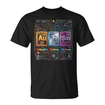 Elementos De Conciencia Del Autismo Tabla Periódica Asd Único Fuerte Cuello Camiseta unisex - Regaloses