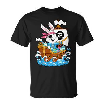 Enfant Bateau Pirate De Pâques Avec Lapin Capitaine Et Butin D'œufs De Pâques T-Shirt - Cadeauxyz