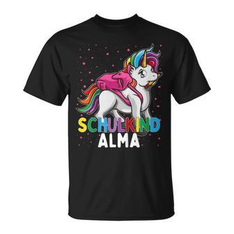 Enfant Licorne Alma Pour Enfant D'écolier Prénom Fille T-Shirt - Cadeauxyz