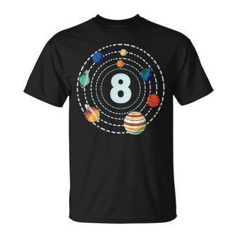 Espacio 8º Cumpleaños Planeta Número De Cumpleaños 8 Años Camiseta unisex - Regaloses