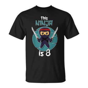 Este Ninja Cumple 8 Años Niño Niña Ninja Octavo Cumpleaños Camiseta unisex - Regaloses