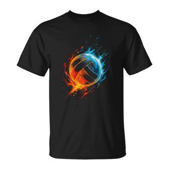 Fire Volleyball Player Volleyball T Shirt Name T-Shirt | Seseable UK