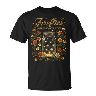 Fireflies And Front Porch Nights Vintage Boho Floral T-Shirt | Seseable UK
