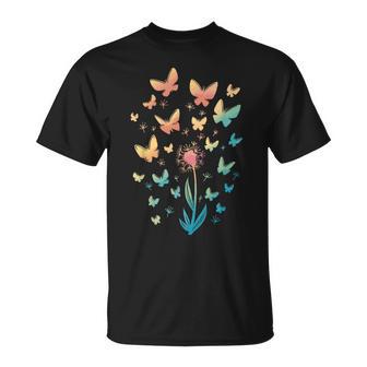 Fleur Et Papillon Pour Amoureux De La Nature T-Shirt - Cadeauxyz