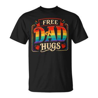 Free Dad Hugs Gay Rainbow Pride Lgbtq Proud Father Daddy T-Shirt - Thegiftio UK