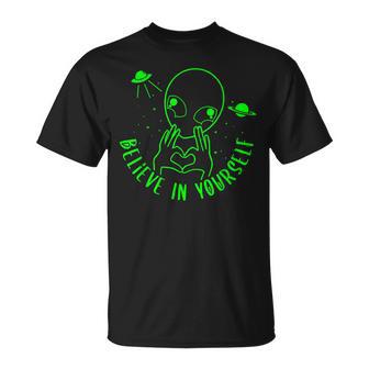 Fresco Alien Amigo Proclamando Amor Propio Divertido Alien Ovnis Camiseta unisex - Regaloses