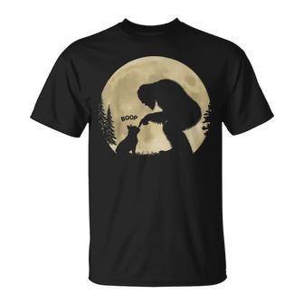 Fun Hand Boop Nose Bigfoot Sasquatch French Bulldog Dog Moon T-Shirt | Seseable UK