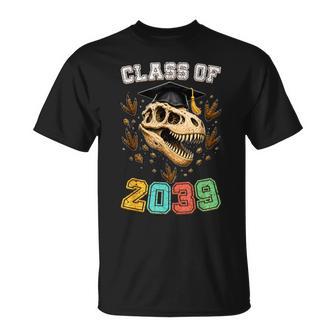 Class Of 2039 Grow With Me Dinosaur Graduation Skull T-Shirt | Seseable UK