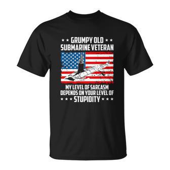 Grumpy Old Submarine Veteran My Level Of Sarcasm Veteran T Shirt Name T-Shirt | Seseable UK
