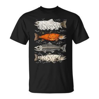 Halloween Trout Fish Ghost Pumpkin Skeleton Mummy T-Shirt | Seseable UK