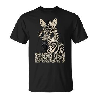 Zebra With Sunglasses Boys Animal Print Zebra Bruh T-Shirt | Seseable UK