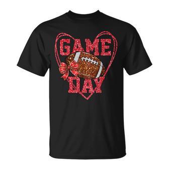 Game Day Touchdown Football Heart Mom Girls Go Cheer Red T-Shirt | Seseable UK