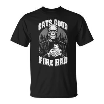 Gatito Fats Good Fire Bad Divertido Amante De Los Gatos De Frankenstein Camiseta unisex - Regaloses