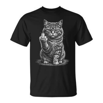Gato Tabbyarcástico Gesto Audaz Actitud Graciosa Humor In Mangas Camiseta unisex - Regaloses