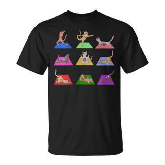 Gatos En Divertidas Posturas De Yoga Deporte Cuello Camiseta unisex - Regaloses