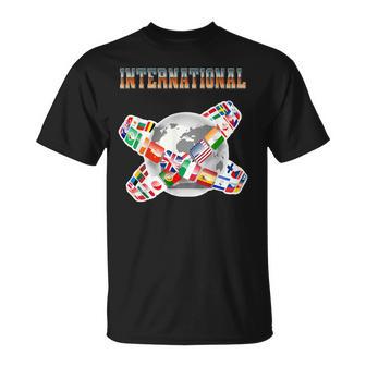 Globe Terrestre International Avec Drapeaux Du Monde T-Shirt - Cadeauxyz