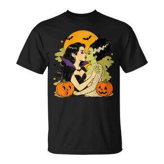 Gothic Monster Girlfriends Halloween Lesbian Couple T-Shirt | Seseable UK
