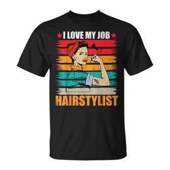 Gráfico Divertido De Peluquero Con Texto En Inglés I Love My Job Camiseta unisex - Regaloses