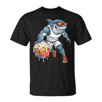 Gran Tiburón Blanco Goteando Helado Baloncesto In Mangas Camiseta unisex - Regaloses