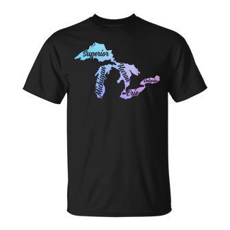Great Michigan Lakes Map Vintage Pride T-Shirt - Thegiftio UK