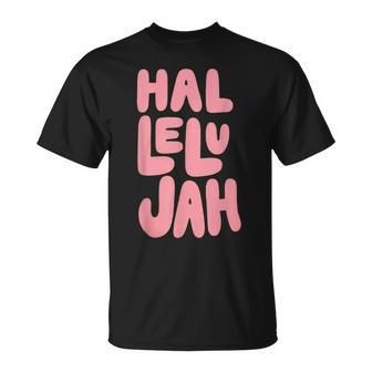 Hallelujah Cute Christian Groovy Bubble Font Jesus Praise T-Shirt - Thegiftio UK