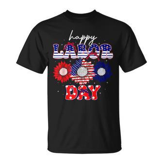 Happy Labor Day American Flag Patriotic Sunflower Women T-Shirt | Seseable UK