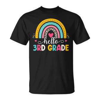 Hello Third Grade 3Rd Grade Rainbow Back To School Teachers T-Shirt | Seseable UK