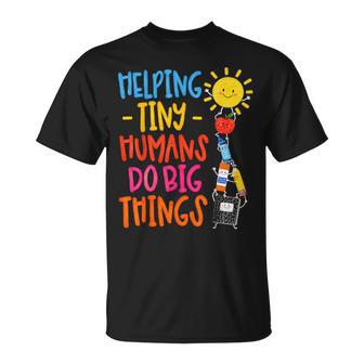 Helping Tiny Humans Do Big Things Back To School Teachers T-Shirt - Thegiftio UK