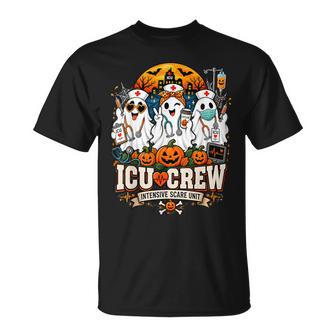 Icu Crew Intensive Scare Unit Ghost Nurse Halloween T-Shirt | Seseable UK