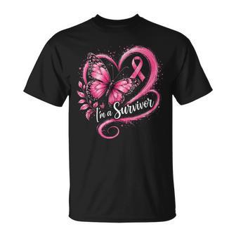 I'm A Survivor Breast Cancer Awareness Ribbon Heart Survivor T-Shirt | Seseable UK
