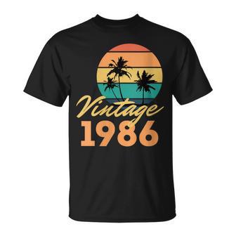 Intage 1986 Nació Cumpleaños Retro Cuello Camiseta unisex - Regaloses
