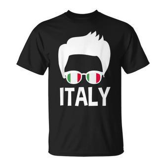 Italy Boyilhouette Bandiera Italiana Occhiali Daole Uomo Maglietta - Novitaregali