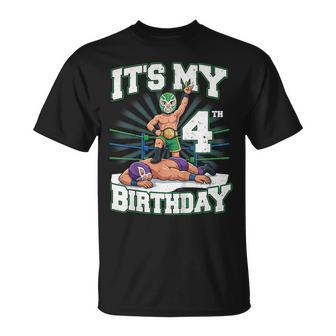 It's My 4Th Wrestling Birthday Party Wrestler 4 Year Old Boy T-Shirt - Thegiftio UK