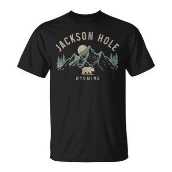 Jackson Hole Wyoming Mountains Bear Nature Lover Vintage T-Shirt | Seseable UK