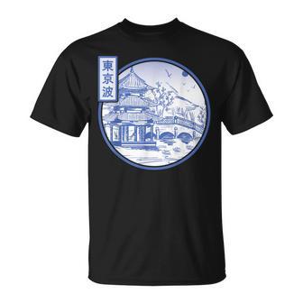 Japonés Jardín Línea Arte Japón Arte Templo Estética Japon Camiseta unisex - Regaloses
