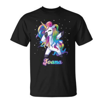 Joana Nombre Personalizado Personalizado Rainbow Unicorn Dabbing Camiseta unisex - Regaloses