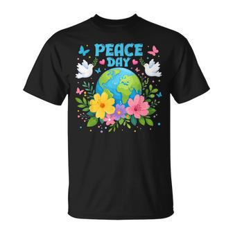 Journée Internationale De La Paix Oiseaux Fleurs Enfants Journée Mondiale De La Paix T-Shirt - Cadeauxyz