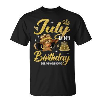 July Is My Birthday Black Queen Afro Woman With Hat T-Shirt - Monsterry
