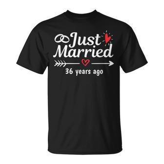 Just Married 36 Anni Fa Coppia Divertente Anniversario Di Matrimonio Maglietta - Novitaregali