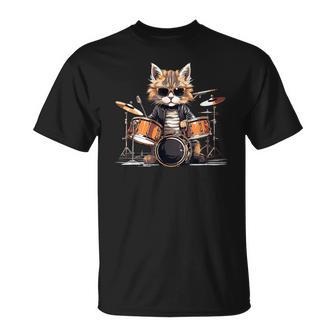 Katze Mitonnenbrillepieltchlagzeug-Chlagzeuger T-Shirt - Geschenkecke